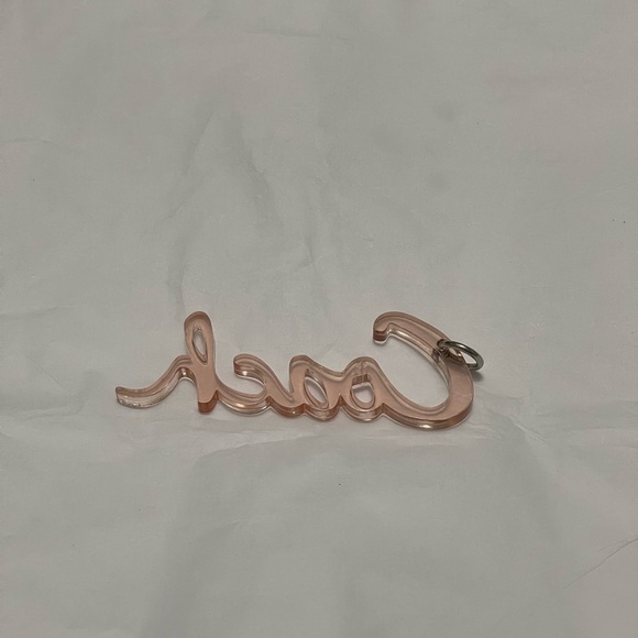 Vintage Coach Poppy acrylic pink script and silver glitter key fobs - Picture 7 of 9